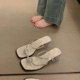 Xajzpa Shoes Slippers Heels Slipers Women Glitter Slides Fashion Rubber Flip Flops High Jelly Luxury Summer Hawaiian Crystal