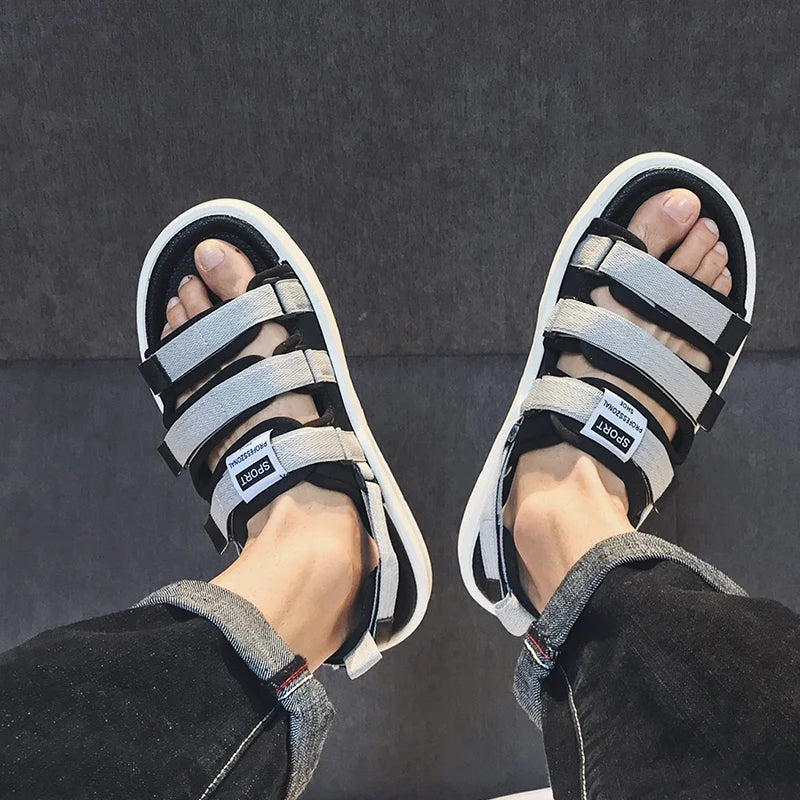 Xajzpa Men Shoes Summer High Quality Casual Flat Shoes Slippers Soft Soled Non-Slip Comfortable Lightweight Beach Sandals Men's
