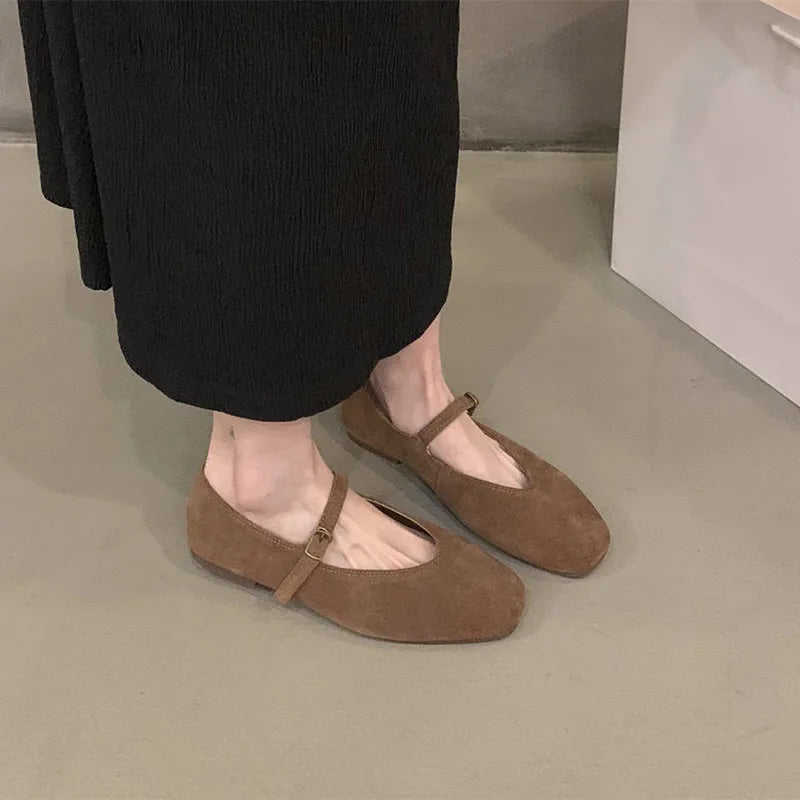 Xajzpa Spring New Brand Women Flats Round Toe Shallow Slip On Ladies Casual Ballet Shoes Soft Leather Eelgant Dress Shoes
