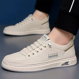 Xajzpa Leather Casual Shoes for Men Breathable White Sneakers Fashion Driving Walking Tennis Shoes for Male Italian Office Flats Shoes
