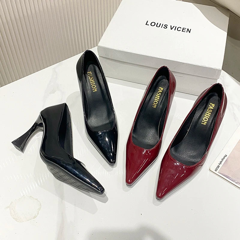 Xajzpa New Style Women's Fashion Leopard Ladies Slip on Women's High Heels Fashion Party Pumps Women Pointed Toe Super High Shoes Women