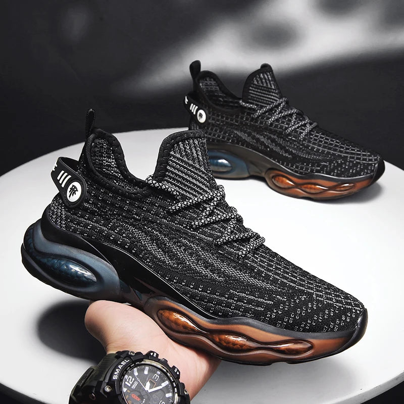 Xajzpa Men Sports Running Black Jogging Shoes Casual Sneakers Outdoor Breathable Mesh Anti Slip Light Shock-absorption Sneakers Men