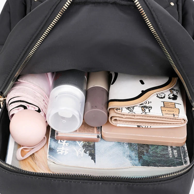 Xajzpa Lingge Rivet Nylon Fabric Design Large Capacity Three Layer Women's Backpack Senior Designer Brand Fashion Youth School Bag