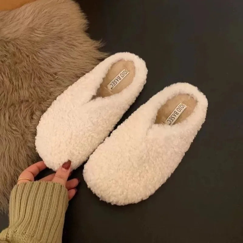 Xajzpa New Style Fashion Women's Home Fur Slippers Non-Slip Soft Warm House Indoor Bedroom Couples Shoes Plus Size Zapatos Mujer