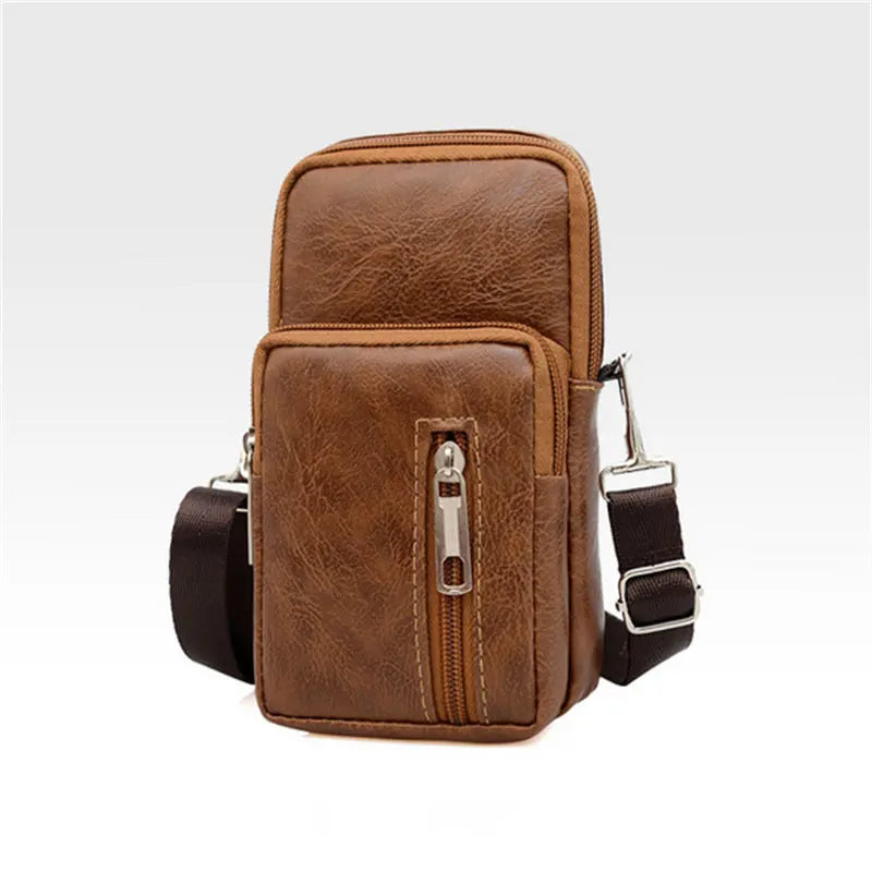 Xajzpa Men Genuine Leather Shoulder Male fanny pack High Quality Messenger Bags  Men's Fashion Business Belt Bag Small Briefcase Waist