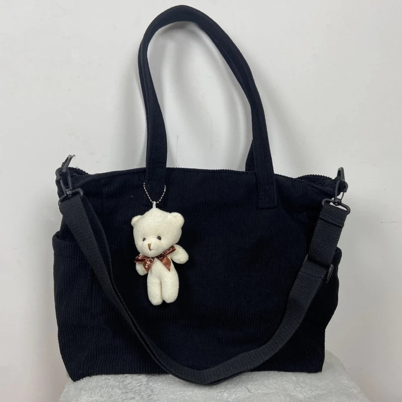 Xajzpa Fashion Versatile Shoulder Bag College Wind Commuting Corduroy Square BagUnisex Large Capacity Leisure Portable Crossbody Bag