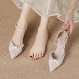 Xajzpa Summer Pointed Heel Sandals Mary Jane Comfort Shoes for Women Suit Female Beige Med Espadrilles Platform Girl