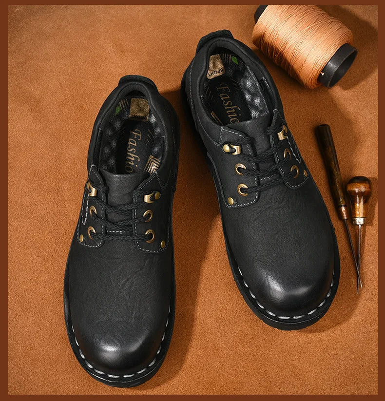 Xajzpa Men Genuine Leather Vintage Loafers Casual Shoes Mens Breathable Driving Flats Fashion Sewing Men Leisure Shoes Sneakers