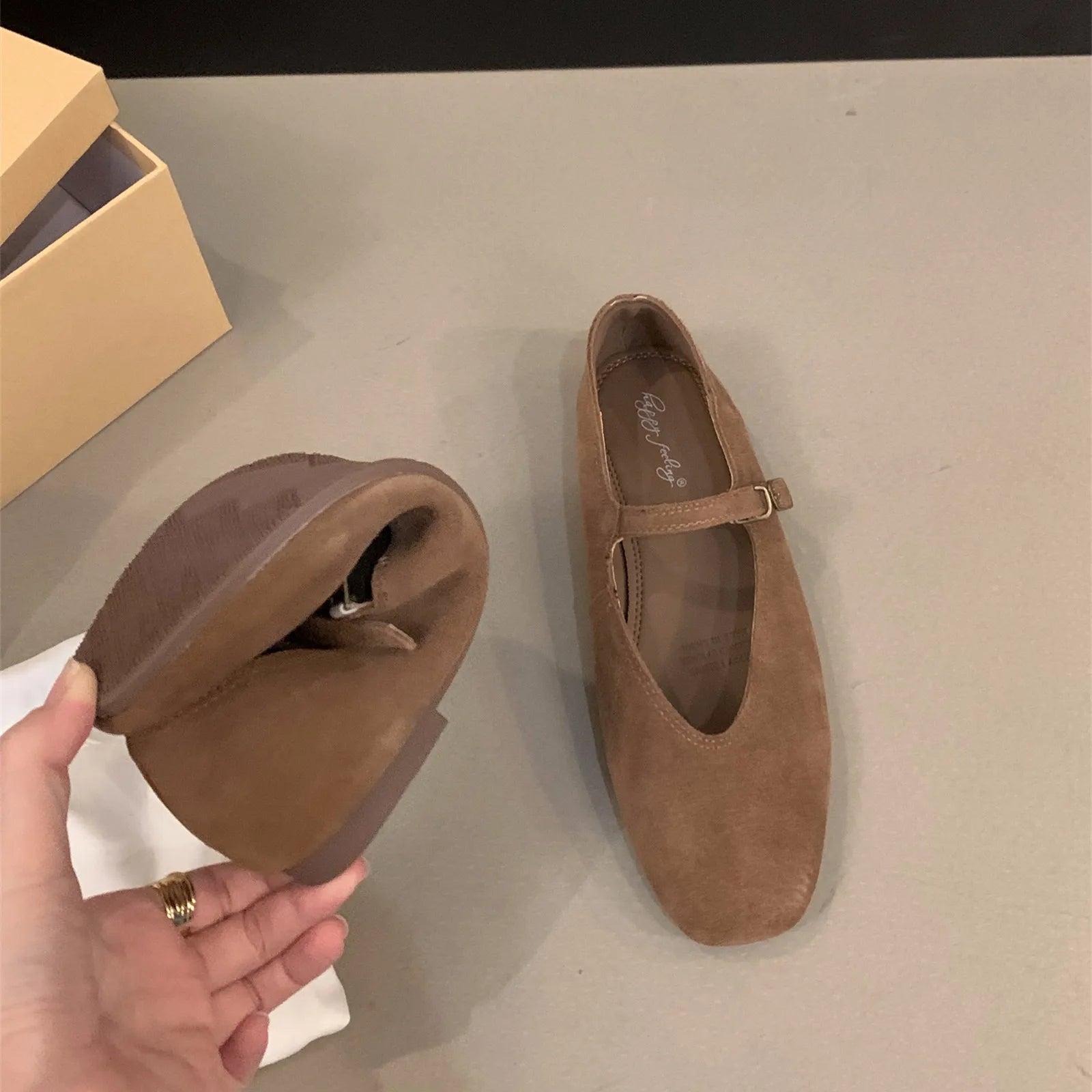 Xajzpa Spring New Brand Women Flats Round Toe Shallow Slip On Ladies Casual Ballet Shoes Soft Leather Eelgant Dress Shoes