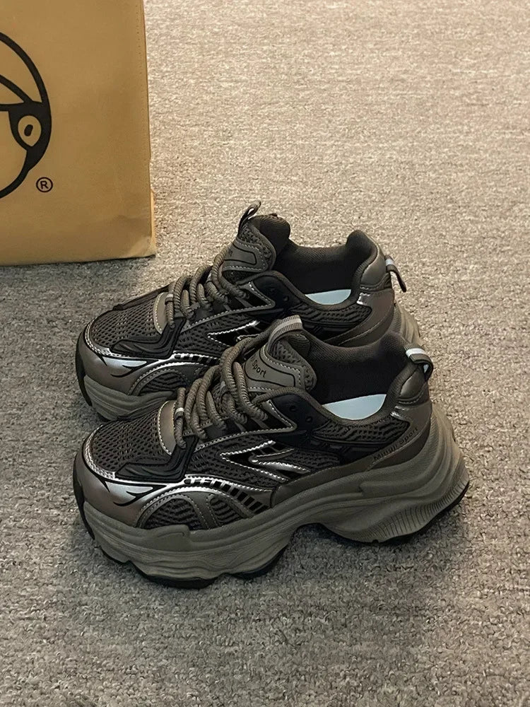 Xajzpa Women Platform Sneakers 2025 Autumn New Fashion Casual Lace Up Sports Shoes Woman Non Slip Walking Shoes Ladies Vulcanize Shoes