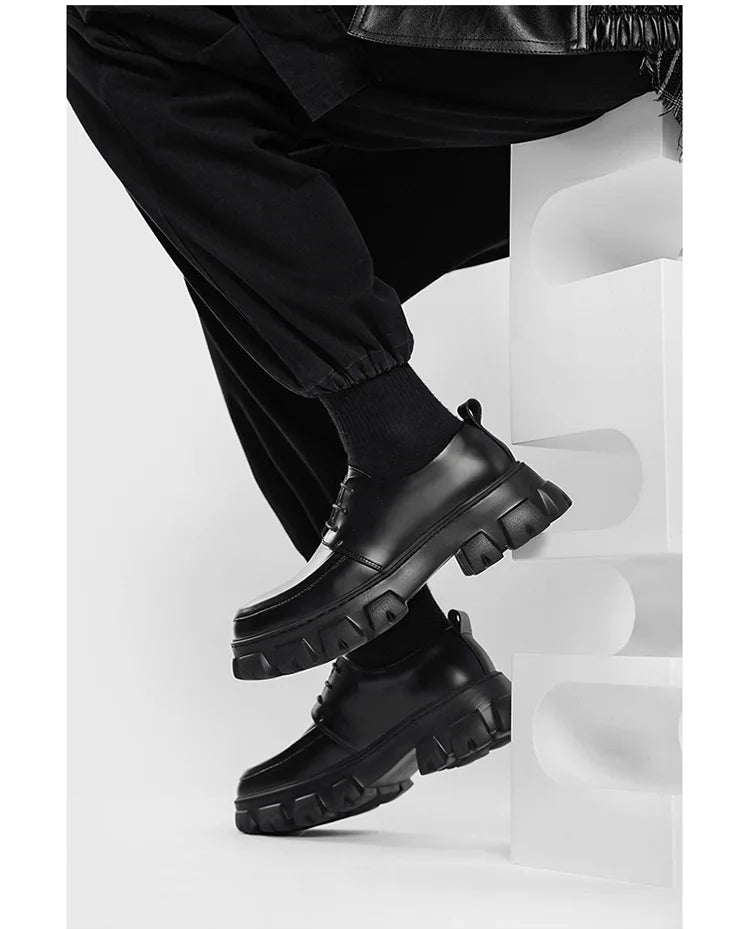 Xajzpa Men's Low-top Casual Leather Shoes Thick-soled Heightened Formal Leather Shoes Men's New Heightened All-match Men's Shoes