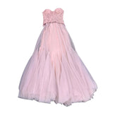 Xajzpa Fashion Lace Mesh Dress Women's Strapless Fishbone Waist Retraction A Line Dresses 2025 Summer New Tide