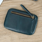 Xajzpa Men Women Genuine Leather Zipper Coin Wallet Cow Leather Mini Short Purse Card Holder Change Purse For Male Female Coins Wallets