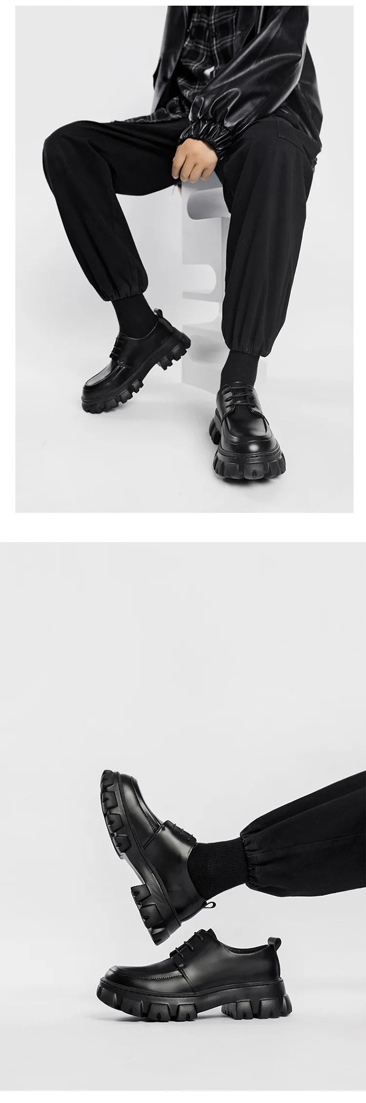 Xajzpa Men's Low-top Casual Leather Shoes Thick-soled Heightened Formal Leather Shoes Men's New Heightened All-match Men's Shoes