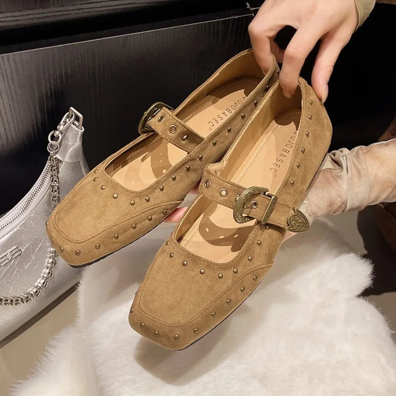 Xajzpa New Style Fashion Women's Elegant Retro Mary Jane Women's Casual Flat Shoes Soft Comfortable Ballet Shoes Women Zapatos Mujer
