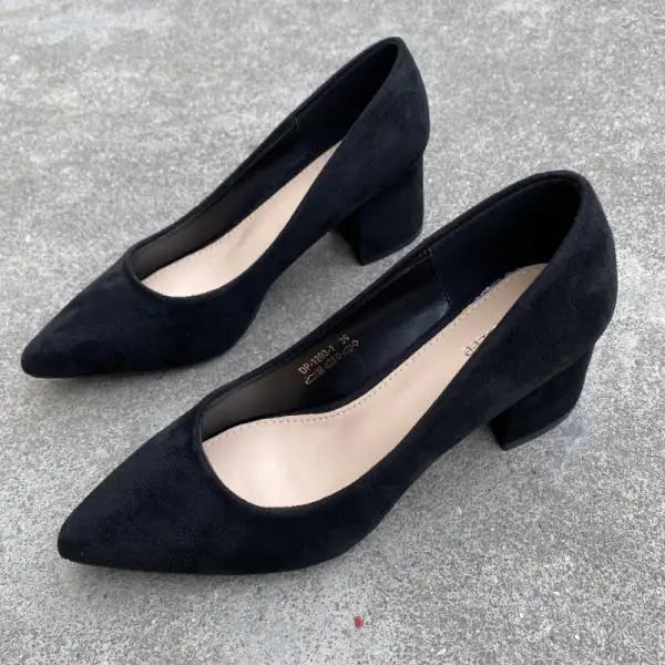 Xajzpa Retro Women Shoes Slip On Casual Heels Chunky Sandals Footwear Shallow Mouth Pointed Pumps Slip-On Comfortable Block Africa