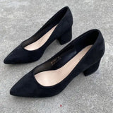 Xajzpa Retro Women Shoes Slip On Casual Heels Chunky Sandals Footwear Shallow Mouth Pointed Pumps Slip-On Comfortable Block Africa