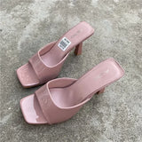 Xajzpa New Women Shoes European and American Fashion Square Head Thin High Heel Sexy Slippers Women Zapatos De Mujer