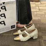 Xajzpa Summer Women's Shoes Sandals Ladies Beige High Heels Branded Pumps 2025 Sweet African 12cm Fashion Spring Latest Block Brief