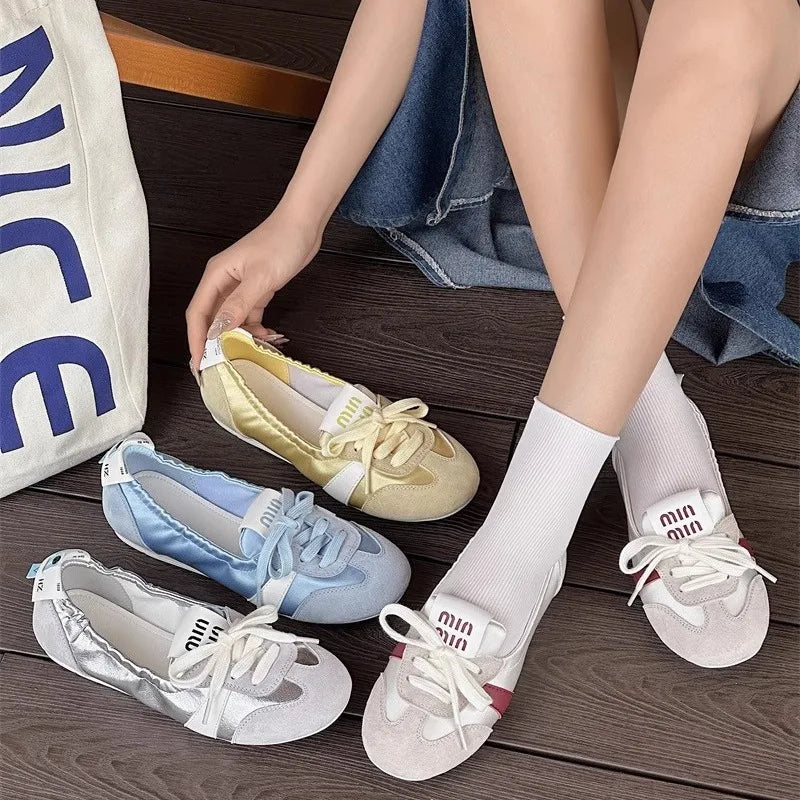 Xajzpa 2025 Women Shoes Sneakers Casual Flats Canvas Shoes Lace Up Summer Trend Dress Zapatos Mujer Breathable Shallow New Ladies Shoes