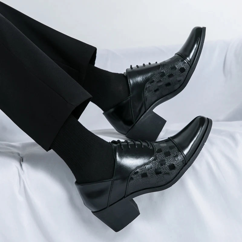 Xajzpa Mens Oxford Genuine Leather Shoes Whole Cut Fashion Pointed Toe Lace-up Formal Business Wedding Dress Shoes for men