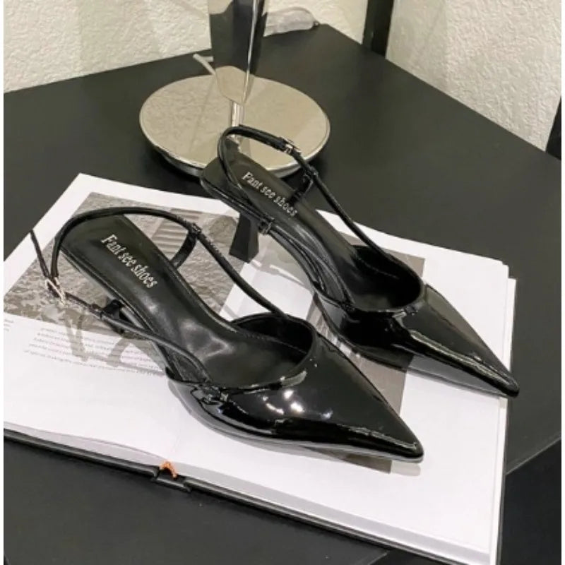 Xajzpa New Style Luxury Women's High Heels Sandals Pointed Toe Shoes Sexy Slingback Trend Designer Dress Pumps Sandals Zapatos Mujer