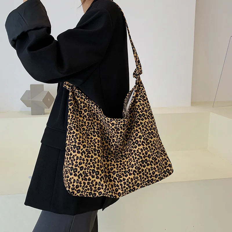 Xajzpa  Messenger Bag Casual Large Capacity Shoulder Bag Shopper Canvas Tote Bags for Women Fashion Leopard Print Handbags bolso mujer