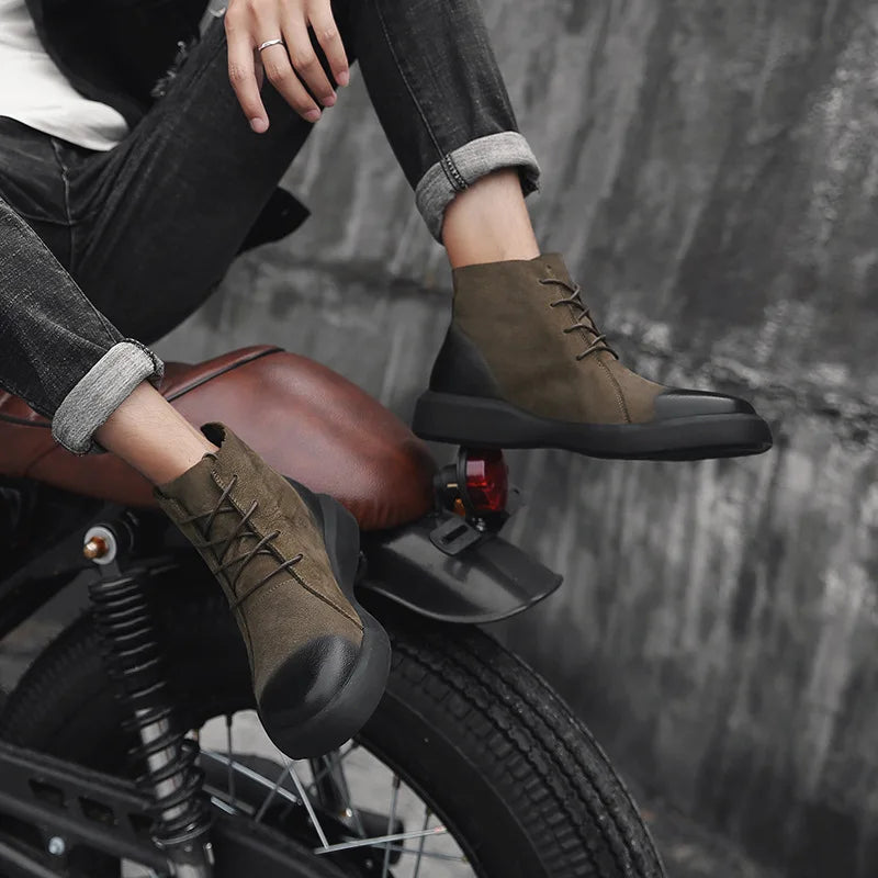 Xajzpa Men's Chelsea Cotton Boots Winter Men's Genuine Leather Shoes High Top Men Plush Sapato Social Masculino Zapatos Para Hombres