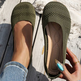 Xajzpa Comfortable Big-Head Shoes Round-Toe Flat Knitted Shoes Korean-Style Versatile Women's Single Shoes Walking Loafers Sneakers