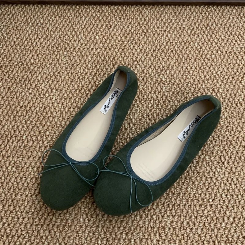 Xajzpa Fashion Bow Tie Flats Ballet Shoes Women Female Ballet Round Toe Shallow Cut Ballerina Soft Moccasin Dress Shoes Zapato
