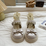 Xajzpa New Fashion Buckle Women's Pumps Spring Autumn Mary Jane Round Toe Solid Butterfly Knot Platform Casual Ladies Shoes