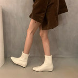 Xajzpa New Fashion Women's Retro Short Boot Women's Autumn/Winter Genuine Leather Pointed Boots Flat Bare Shoes for Women Thin Shoes