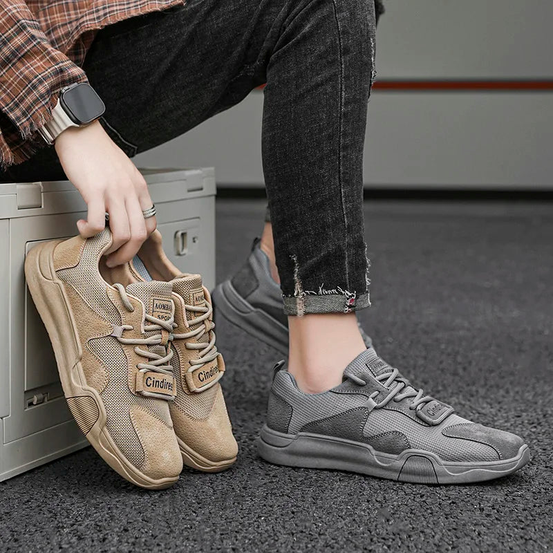 Xajzpa Men's Casual Autumn Vulcanized Shoes Outdoor Walking Sports Shoes Soft Sole Comfortable Breathable Mesh Trendy Running Shoes