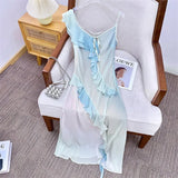 Xajzpa Fashion Irregular Pearl Dress Women's Sleeveless Lotus Leaf Edge Wrinkles A Line Dresses 2025 Summer New Tide