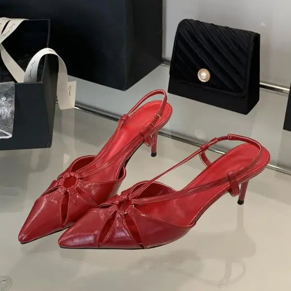 Xajzpa Sandals Ladies Shoes Summer Large Size Women's Heels Buckle All-Match Suit Female Beige New Fashion Big Pointed Girls Close