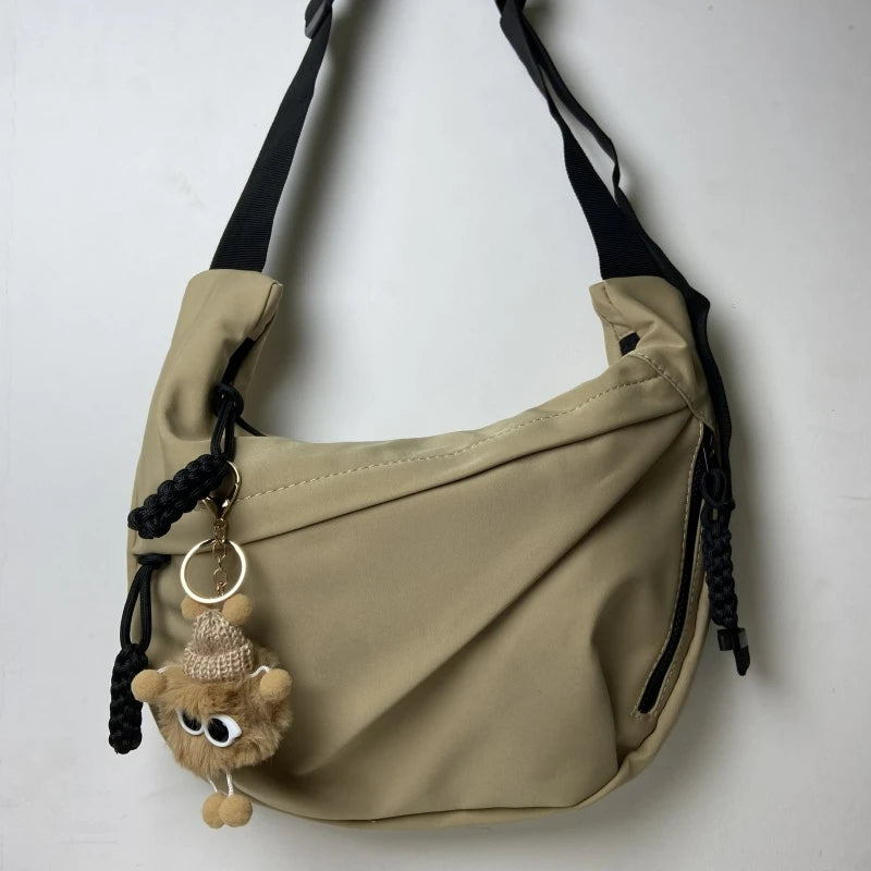 Xajzpa Korean Simplified New Moon Bag Fashionable Design Wheat ear Cross Body Bag Versatile High end Single Shoulder Dumpling Bag