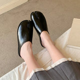 Xajzpa Women Split Toe Fur Slippers Tabi Ninja Slip On Flats Round Toe Shallow Lazy Boat Slingback Mules Shoes Soft Warm Loafe