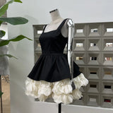 Xajzpa Fashion Patchwork Dress Women's Square Collar Sleeveless Casual A Line Dresses 2025 Summer New Tide