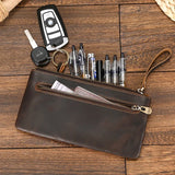 Xajzpa Men Women's Leather Purse Cellphone Pouch Iphone Bag Single Zipper Long Purse Slim Wallet for Coins Man Woman for Card Cash