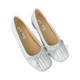 Xajzpa Butterfly-Knot Female Shoes Shallow Increased Internal Slippers Women Summer Silver Flat Rubber Hoof Heels Butterfly-knot P