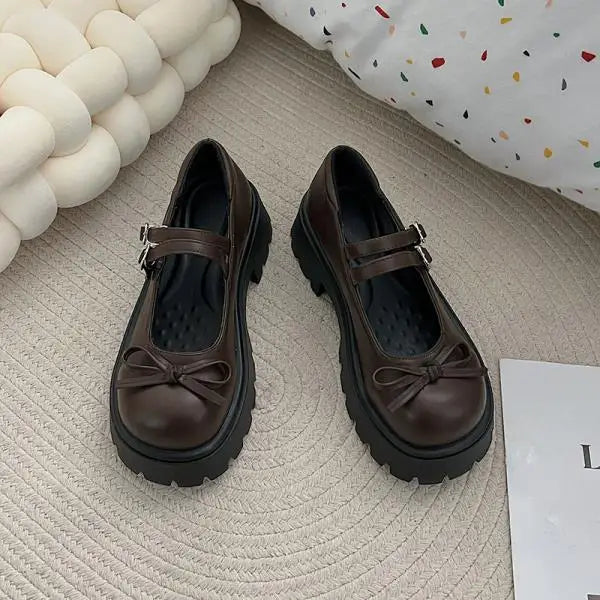 Xajzpa Shoes Shallow Mouth Oxfords Women's All-Match Round Toe Female Footwear Casual Sneaker Clogs Platform Bow-Knot New Comfortable R