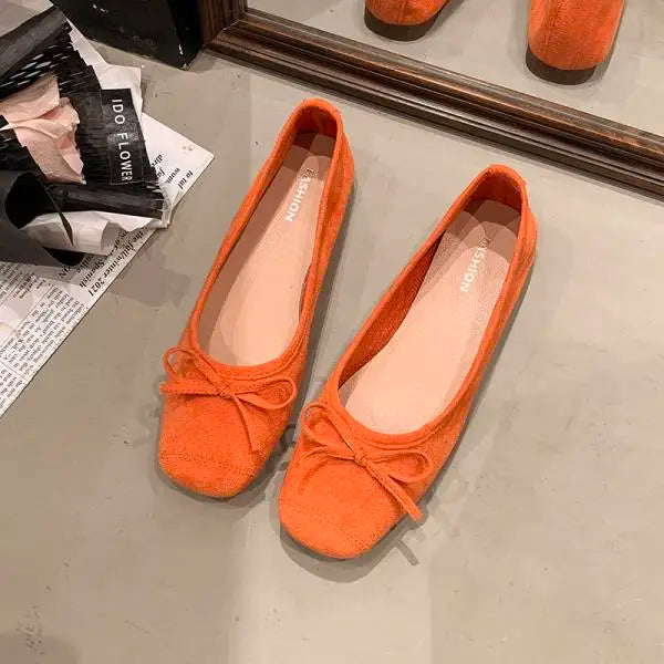 Xajzpa Shoes Fashion Women's Shallow Mouth Square Toe Soft Bow-Knot Female Footwear All-Match Moccasins Modis New Summer