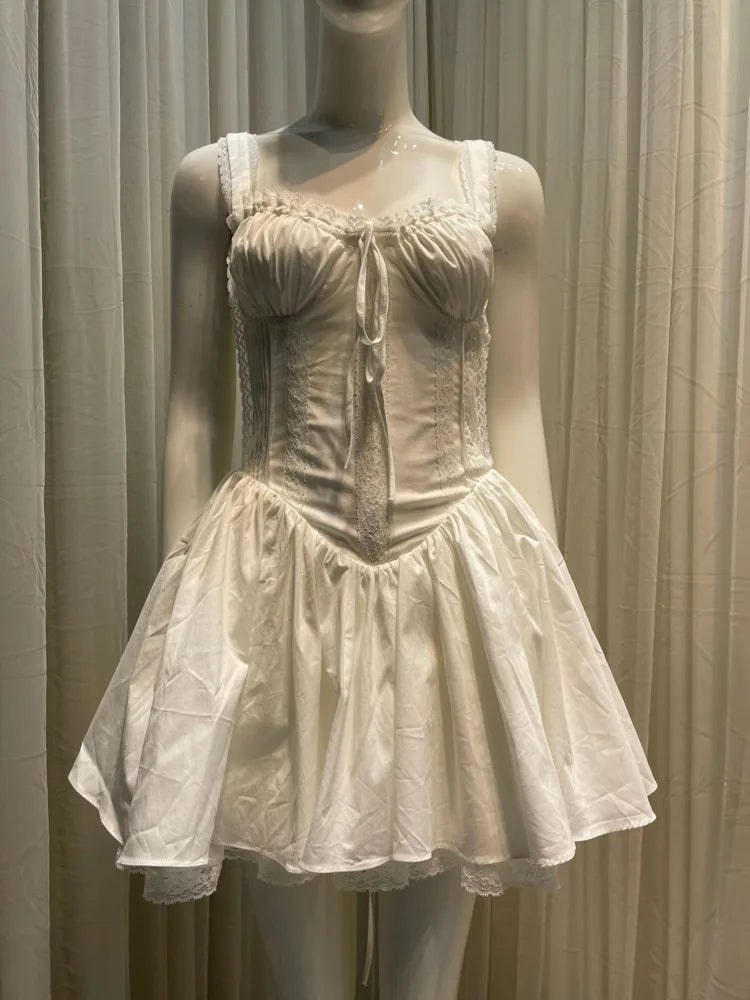 Xajzpa Fashion Solid Color Dress Women's Sleeveless Waist Retraction A Line Dresses 2025 Summer New Tide