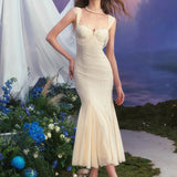 Xajzpa Fashion Embroidered Flares Dress Women's Sleeveless Waist Retraction Slim Dresses 2025 Summer New Tide