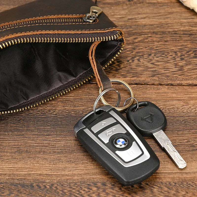 Xajzpa  Men Women's Leather Purse Cellphone Pouch Iphone Bag Single Zipper Long Purse Slim Wallet for Coins Man Woman for Card Cash