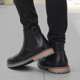 Xajzpa Brogue Men Chelsea Boots 2025 American style Comfortable Fashion Leather ankle Boots