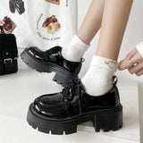 Xajzpa  Chunky Platform Oxfords Shoes for Women spring Non Slip Lace Up Flats Woman Thick Bottom Patent Leather Gothic Shoes