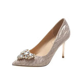 Xajzpa Shallow Mouth Fine Heeled Shoes Stiletto Beige Rubber High PU Slides Super Thin Beige High Heels Fine Heeled Shoes Shallow Mouth