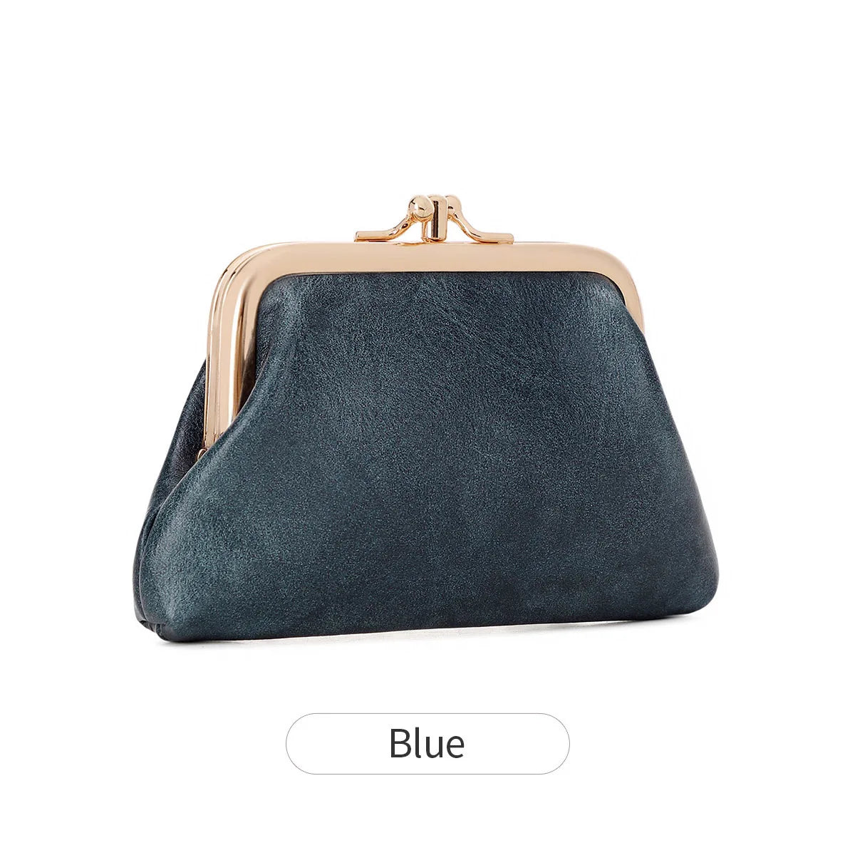 Xajzpa Cute Clip Lock Women's Coin Purse Retro Solid Color Bifold Kiss Lock Small Wallet Simple PU Leather Lipstick Portable Pocket Bag