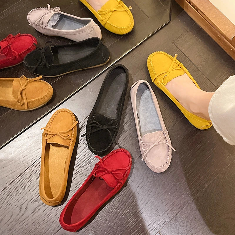 Xajzpa Woman Trend Fashion Casual Lofers Women's Flat Shoes Ladies Elegant Butterfly-Knot Comfortable Women Soft Classic Office Shoes